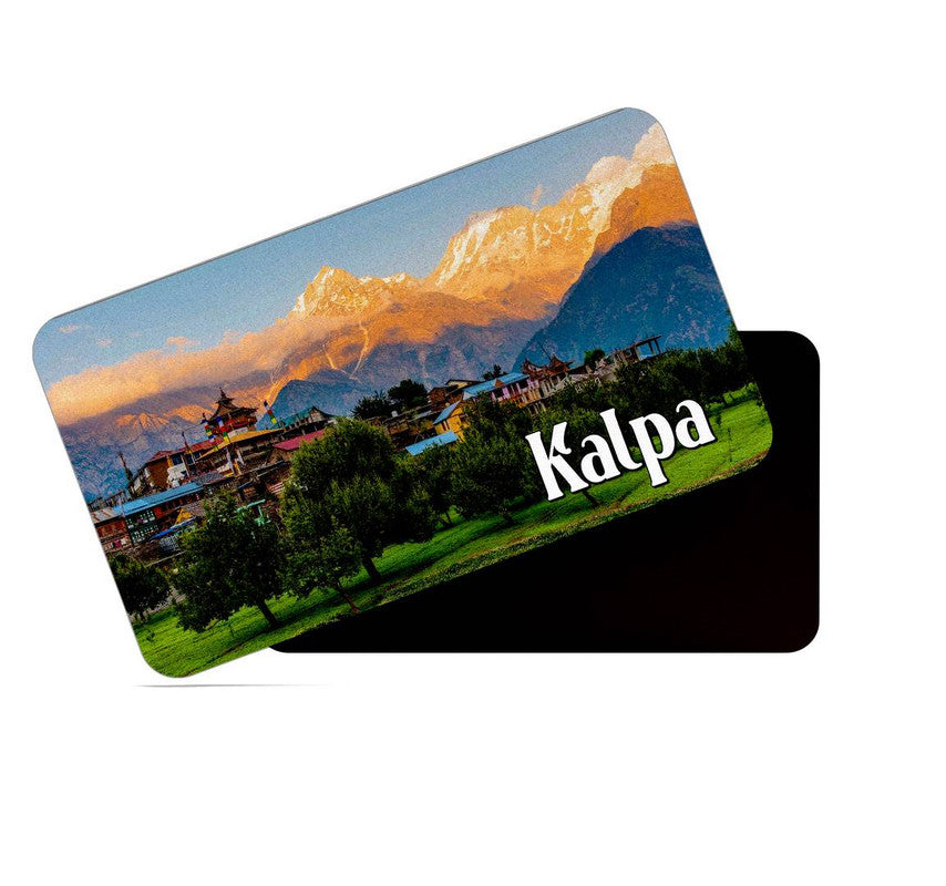 dhcrafts Rectangular Rubber Fridge Magnet / Magnetic Card Multicolor Himachal Pradesh Kalpa Design Pack of 1 (8.6cm x 5.4cm)